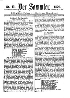 Der Sammler (Augsburger Abendzeitung) Samstag 15. April 1876