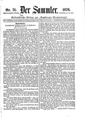 Der Sammler (Augsburger Abendzeitung) Donnerstag 22. Juni 1876