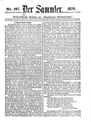 Der Sammler (Augsburger Abendzeitung) Samstag 16. September 1876