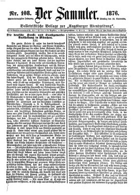 Der Sammler (Augsburger Abendzeitung) Dienstag 19. September 1876