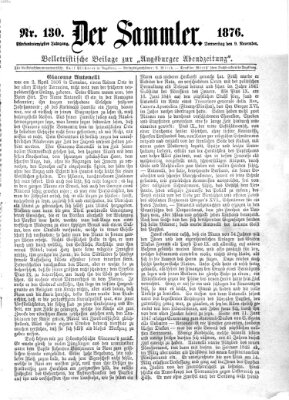 Der Sammler (Augsburger Abendzeitung) Donnerstag 9. November 1876