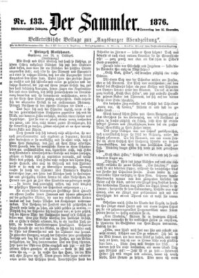 Der Sammler (Augsburger Abendzeitung) Donnerstag 16. November 1876