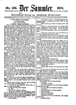 Der Sammler (Augsburger Abendzeitung) Donnerstag 23. November 1876