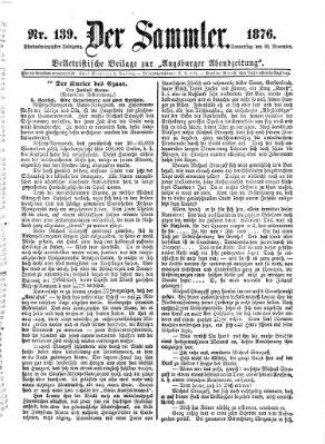 Der Sammler (Augsburger Abendzeitung) Donnerstag 30. November 1876