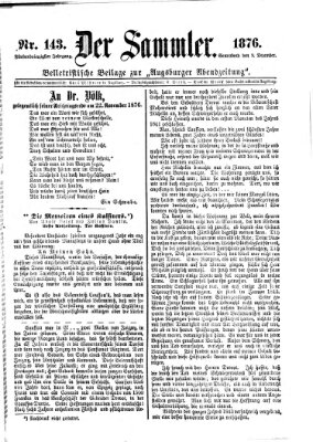 Der Sammler (Augsburger Abendzeitung) Samstag 9. Dezember 1876