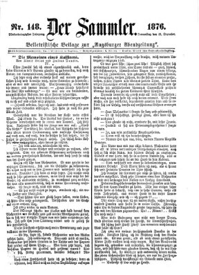 Der Sammler (Augsburger Abendzeitung) Donnerstag 21. Dezember 1876