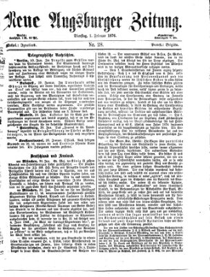 Neue Augsburger Zeitung Dienstag 1. Februar 1876