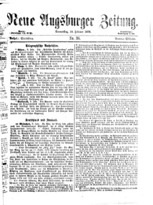 Neue Augsburger Zeitung Donnerstag 10. Februar 1876