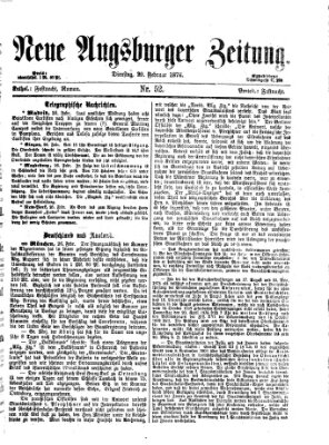 Neue Augsburger Zeitung Dienstag 29. Februar 1876