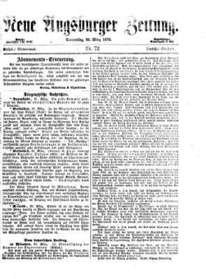 Neue Augsburger Zeitung Donnerstag 23. März 1876