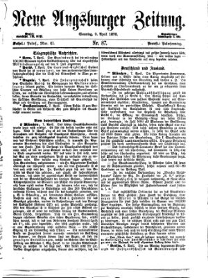 Neue Augsburger Zeitung Sonntag 9. April 1876