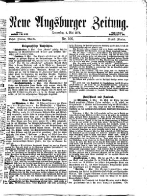 Neue Augsburger Zeitung Donnerstag 4. Mai 1876