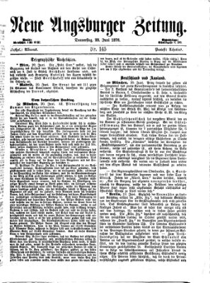 Neue Augsburger Zeitung Donnerstag 22. Juni 1876