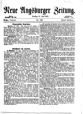 Neue Augsburger Zeitung Dienstag 27. Juni 1876