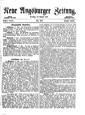 Neue Augsburger Zeitung Samstag 19. August 1876