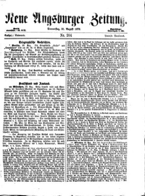 Neue Augsburger Zeitung Donnerstag 31. August 1876