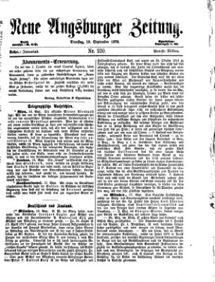 Neue Augsburger Zeitung Dienstag 19. September 1876