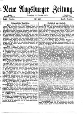 Neue Augsburger Zeitung Donnerstag 14. Dezember 1876