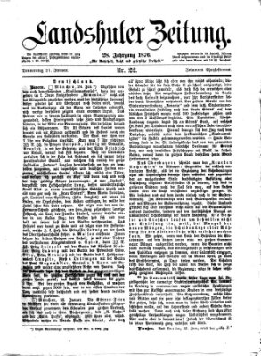 Landshuter Zeitung Donnerstag 27. Januar 1876