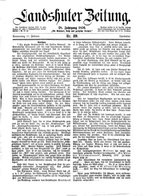 Landshuter Zeitung Donnerstag 17. Februar 1876