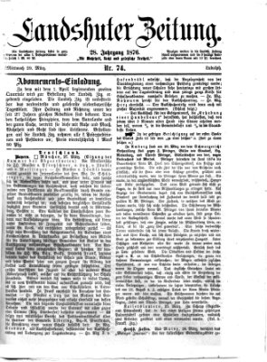 Landshuter Zeitung Mittwoch 29. März 1876