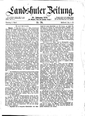 Landshuter Zeitung Sonntag 2. April 1876