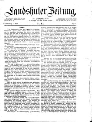 Landshuter Zeitung Donnerstag 6. April 1876