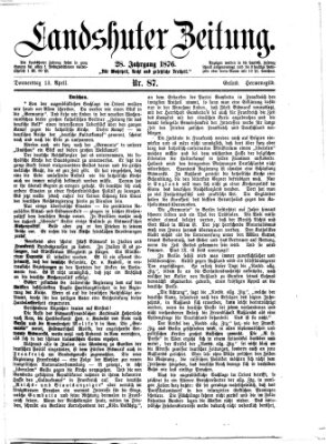 Landshuter Zeitung Donnerstag 13. April 1876