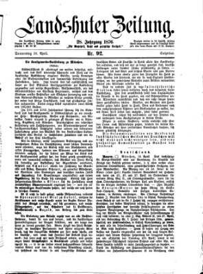 Landshuter Zeitung Donnerstag 20. April 1876