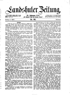 Landshuter Zeitung Freitag 21. April 1876