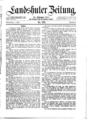 Landshuter Zeitung Donnerstag 1. Juni 1876