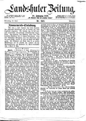 Landshuter Zeitung Dienstag 20. Juni 1876