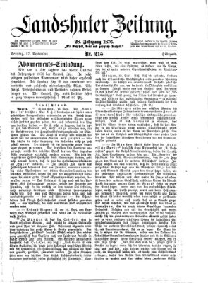 Landshuter Zeitung Sonntag 17. September 1876