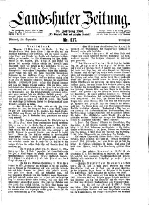 Landshuter Zeitung Mittwoch 20. September 1876