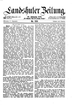 Landshuter Zeitung Mittwoch 27. September 1876