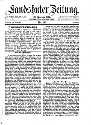 Landshuter Zeitung Dienstag 19. Dezember 1876