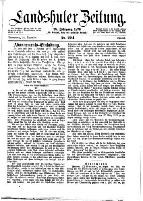 Landshuter Zeitung Donnerstag 21. Dezember 1876