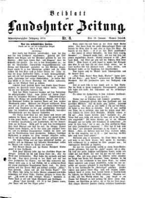 Landshuter Zeitung. Beiblatt zur Landshuter Zeitung (Landshuter Zeitung) Sonntag 16. Januar 1876