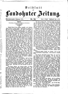 Landshuter Zeitung. Beiblatt zur Landshuter Zeitung (Landshuter Zeitung) Sonntag 2. April 1876