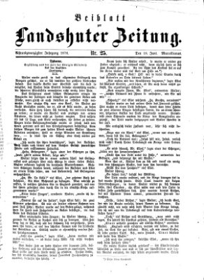 Landshuter Zeitung. Beiblatt zur Landshuter Zeitung (Landshuter Zeitung) Sonntag 18. Juni 1876