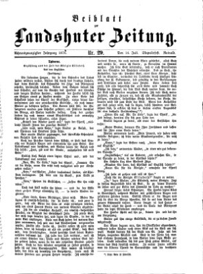 Landshuter Zeitung. Beiblatt zur Landshuter Zeitung (Landshuter Zeitung) Sonntag 16. Juli 1876