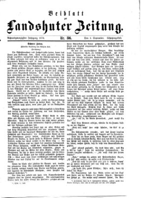 Landshuter Zeitung. Beiblatt zur Landshuter Zeitung (Landshuter Zeitung) Sonntag 3. September 1876