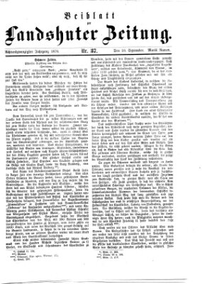 Landshuter Zeitung. Beiblatt zur Landshuter Zeitung (Landshuter Zeitung) Sonntag 10. September 1876