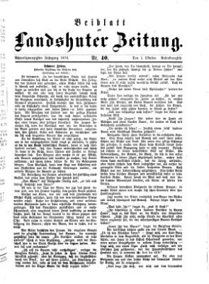 Landshuter Zeitung. Beiblatt zur Landshuter Zeitung (Landshuter Zeitung) Sonntag 1. Oktober 1876