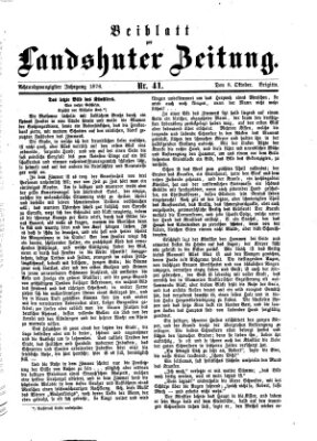 Landshuter Zeitung. Beiblatt zur Landshuter Zeitung (Landshuter Zeitung) Sonntag 8. Oktober 1876