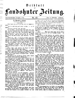 Landshuter Zeitung. Beiblatt zur Landshuter Zeitung (Landshuter Zeitung) Sonntag 19. November 1876