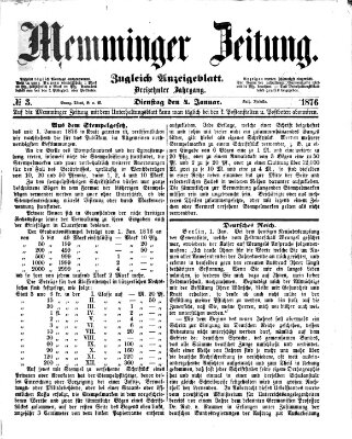 Memminger Zeitung Dienstag 4. Januar 1876