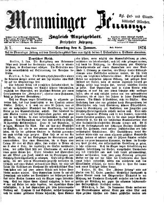 Memminger Zeitung Samstag 8. Januar 1876