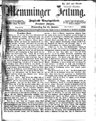 Memminger Zeitung Donnerstag 13. Januar 1876