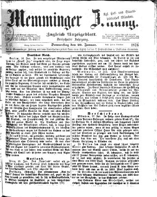 Memminger Zeitung Donnerstag 20. Januar 1876